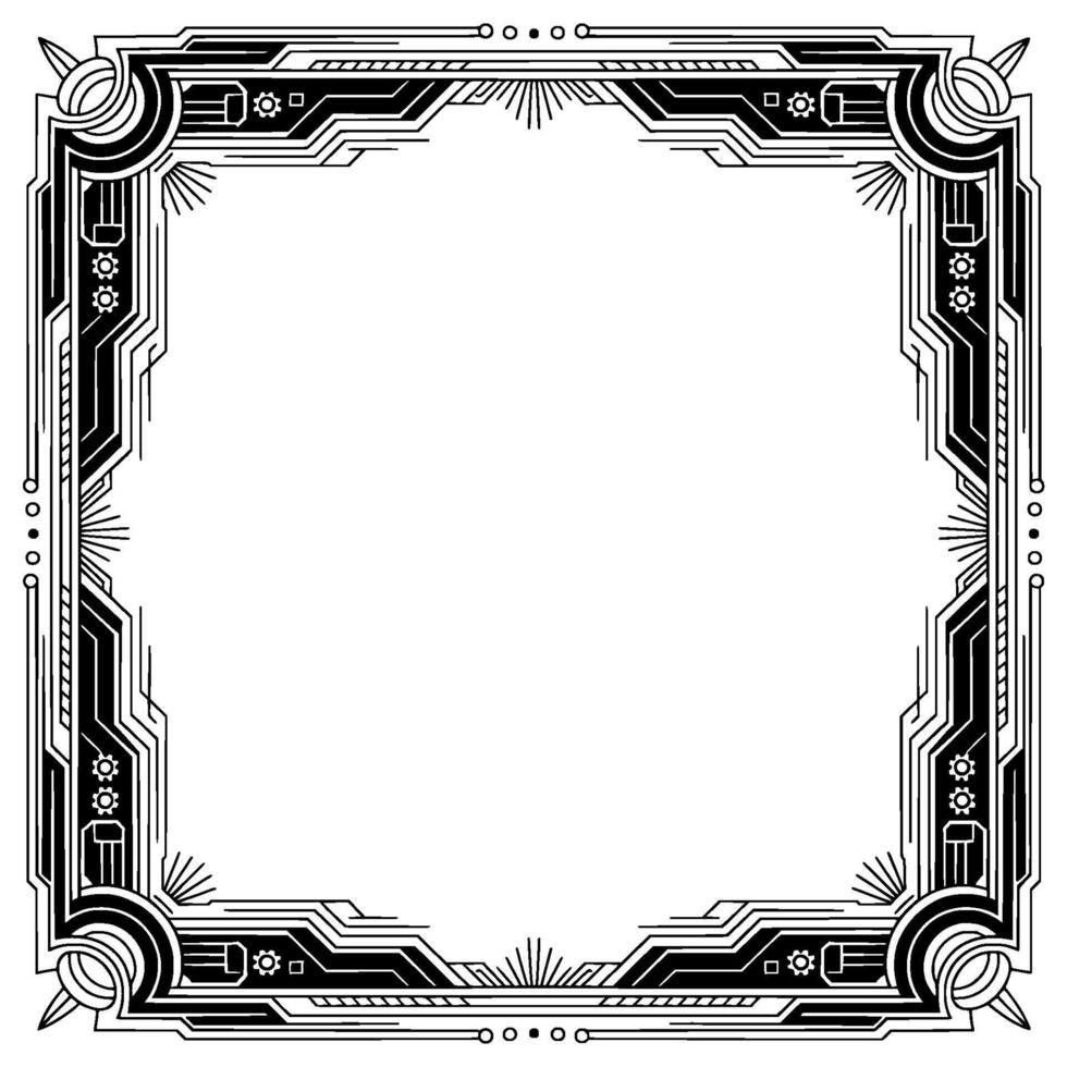 Art Deco Frame Geometric Black White Border, Elegant - Ornate vector