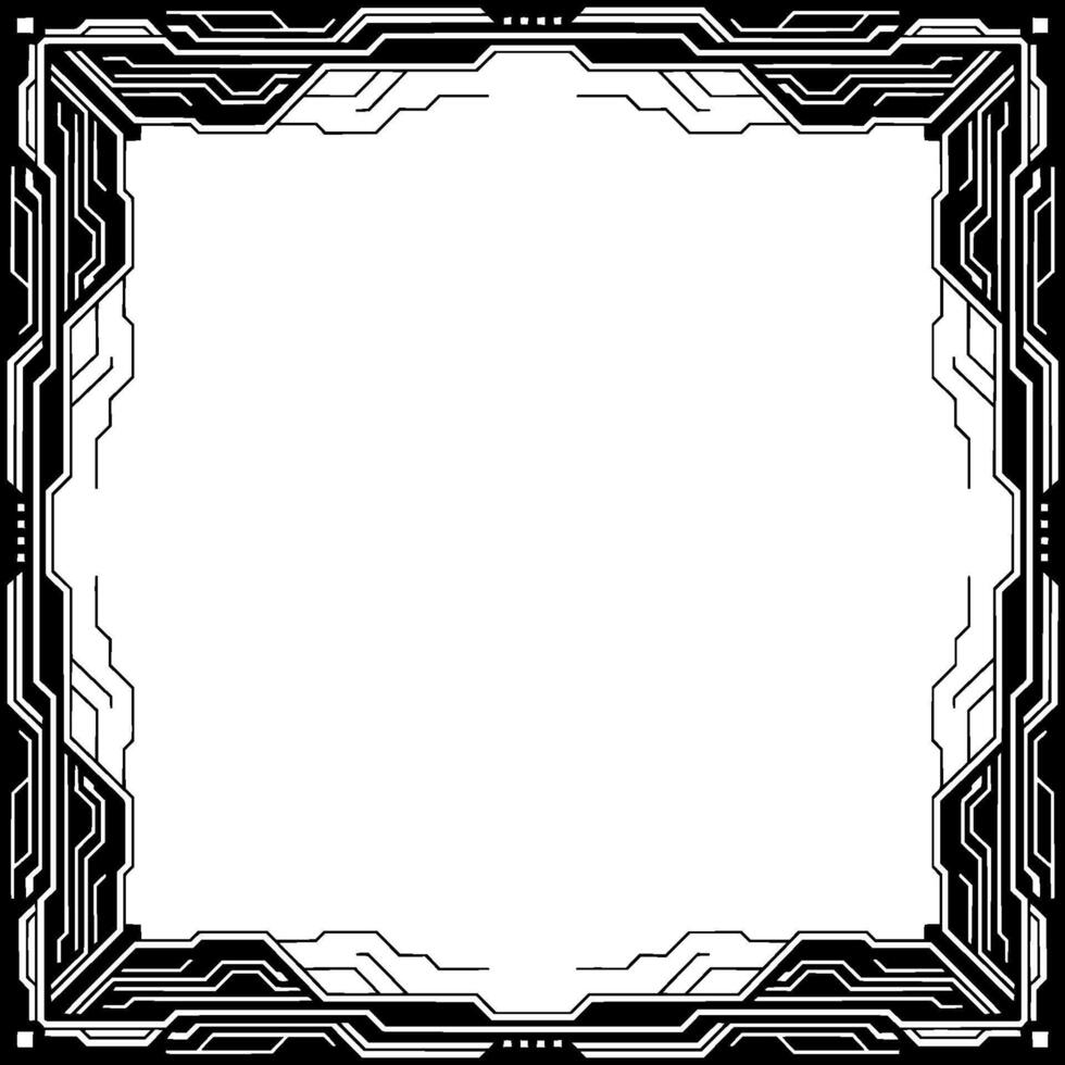 Futuristic Tech Frame Digital Circuitry Border vector
