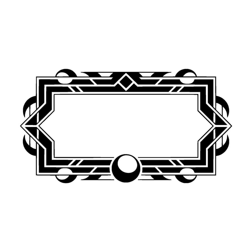 Art Deco Frame, Black White Geometric Border, Elegant - Vintage vector