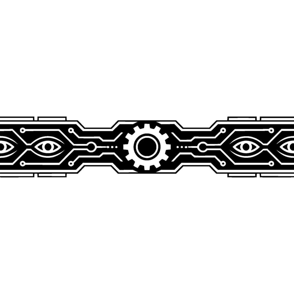 Circuit Board Eye Gear Minimalist Tech Illustration vector