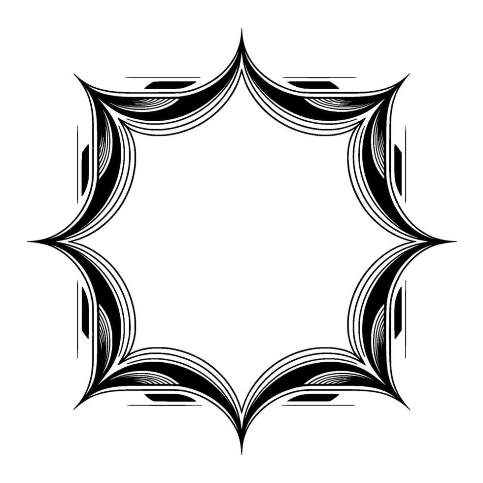 Geometric Starburst Frame Black And White Decorative Border vector