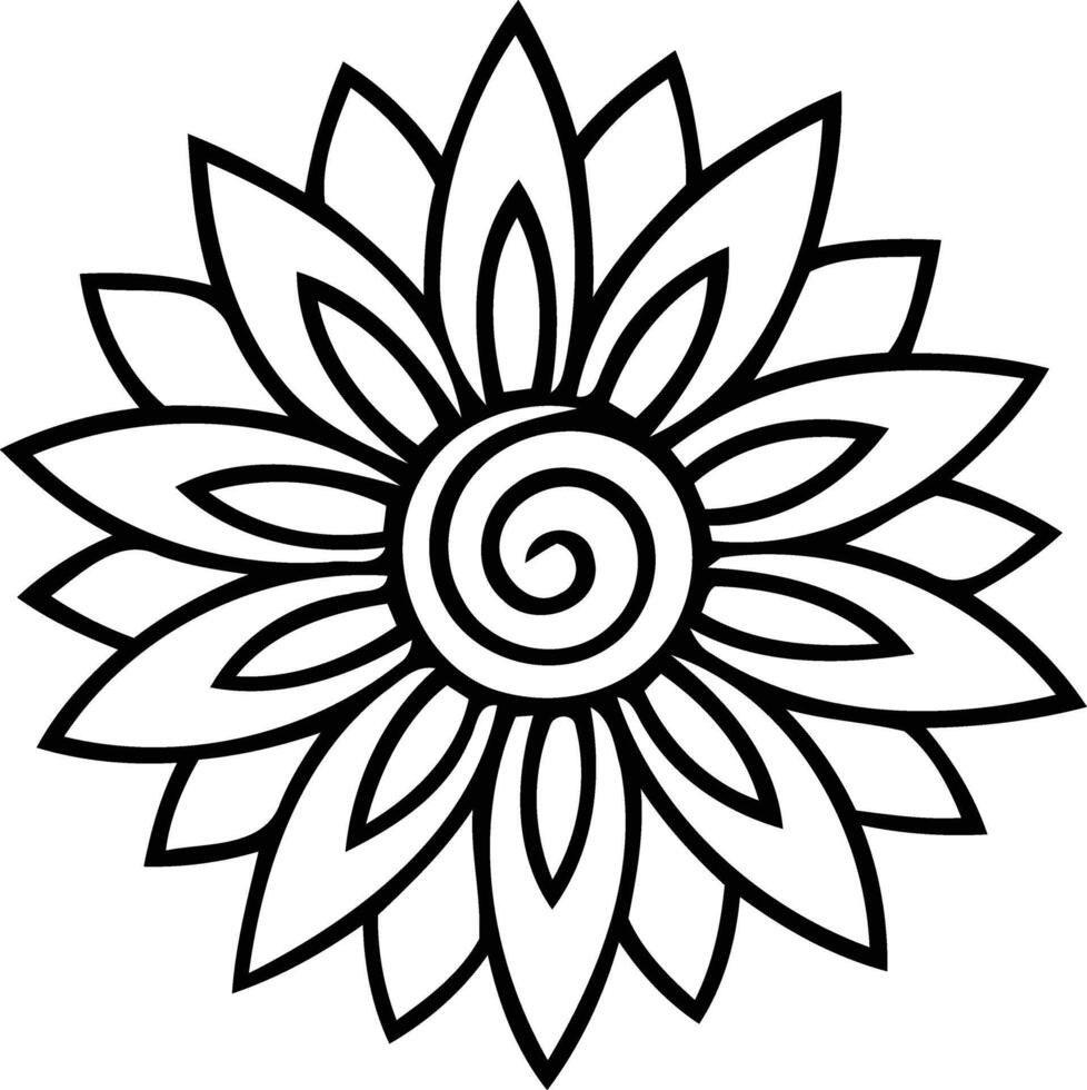 A striking black and white sunflower design symbolizing summer s beauty in a simple elegant style vector
