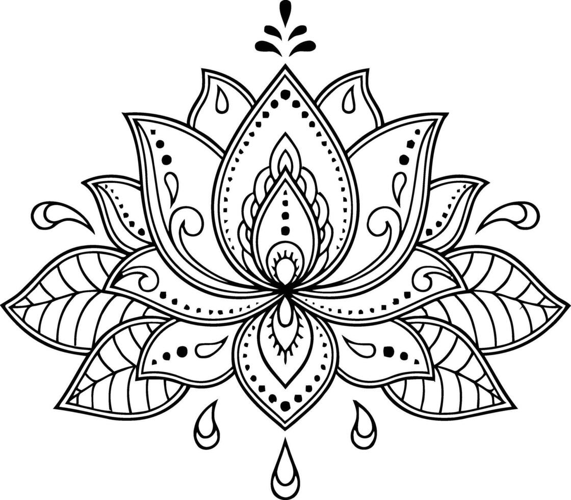Serene lotus flower illustration conveying peace and enlightenment with intricate black vector