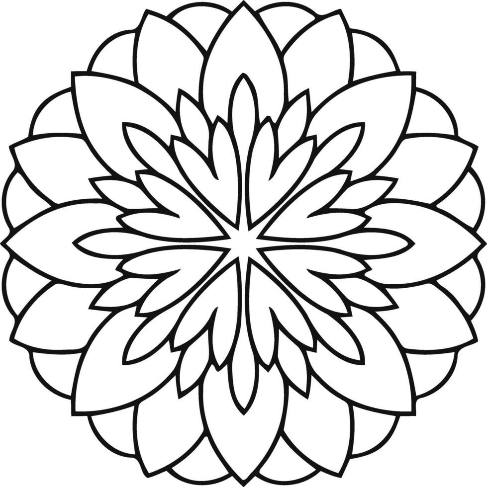 An intricate black and white floral mandala radiating harmony and balance perfect for coloring pages vector