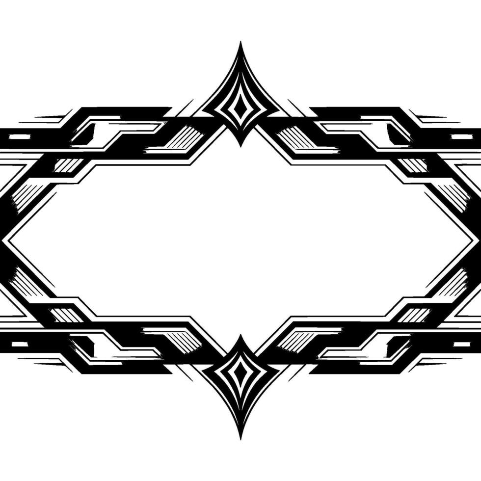Art Deco Frame, Geometric Ornament, Grayscale, Illustration vector