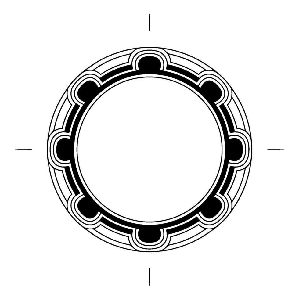 Art Deco Circle Frame, Black And White Minimalist Element vector