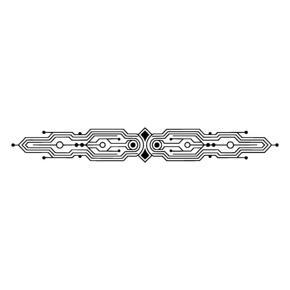 Minimalist Circuit Board Ornament Techinspired Border Element vector