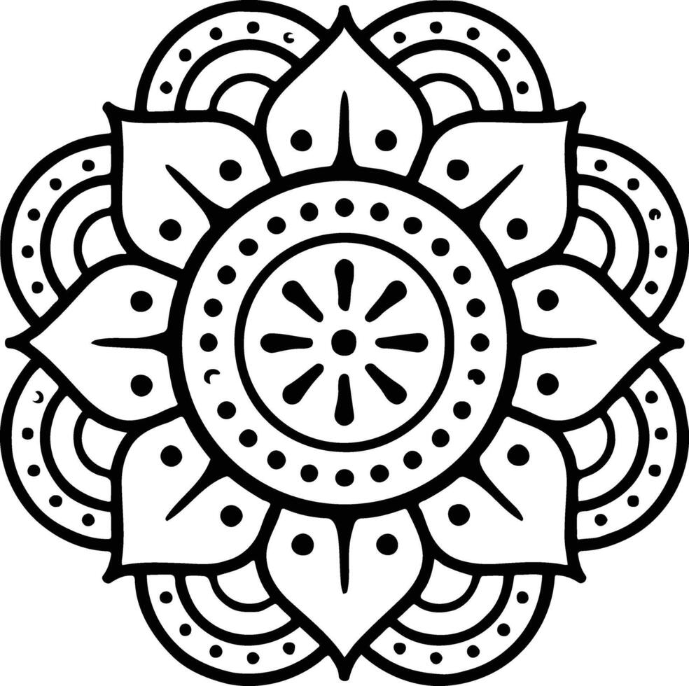 Intricate floral mandala illustration evoking tranquility and spiritual balance with line art design vector