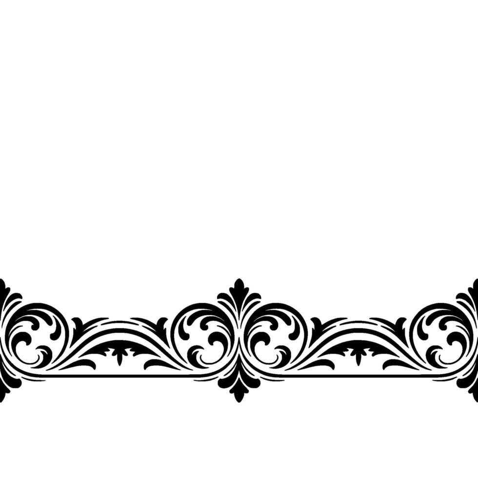 Elegant Black Floral Scrollwork Border, Simple And Decorative Element vector