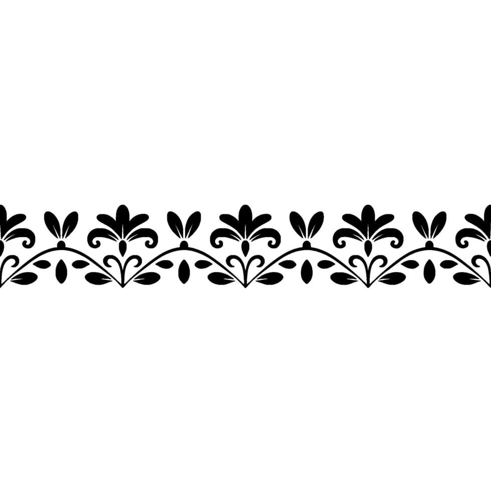Elegant Floral Border Black Ornament On White vector