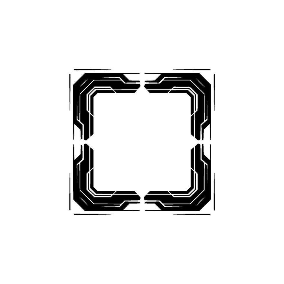Futuristic Tech Frame Cyberpunk Minimalist On White vector