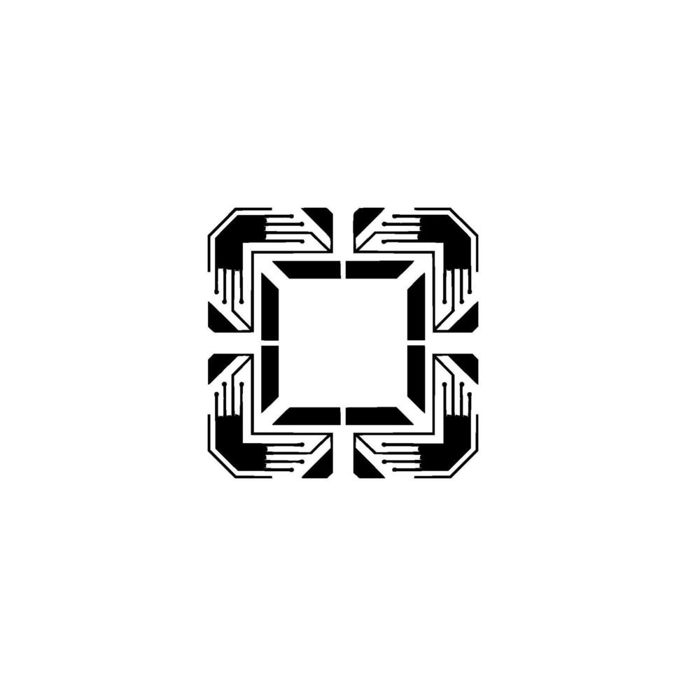 Geometric Circuit Board On Grey Background vector