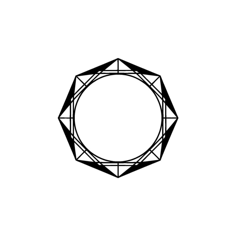 Geometric Octagon, Black Lines On White vector