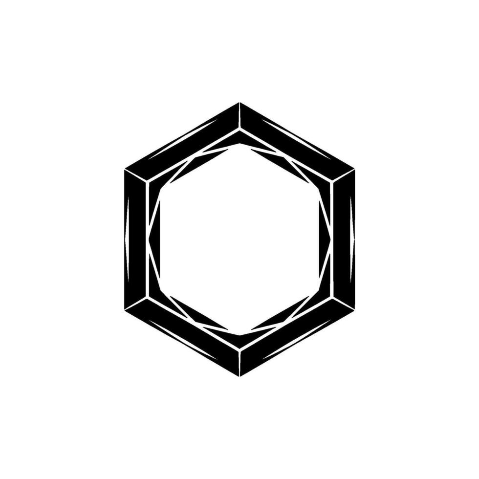 Minimalist Black Geometric Hexagon On Gray Background vector