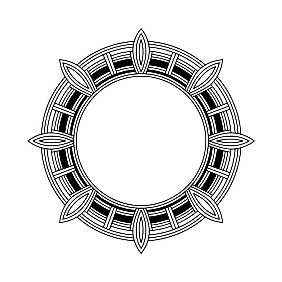 Geometric Circle Frame, Minimalist Black And White, Blank Center vector