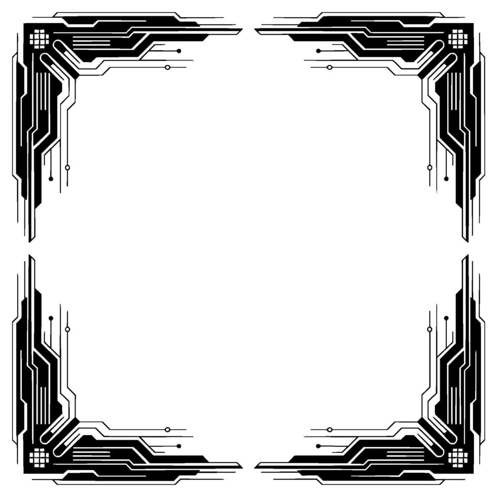 Tech Frame Futuristic Circuitry Border With White Background vector