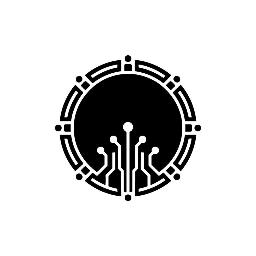 Minimalist Tech Circuit Board, Monochrome On White Background vector