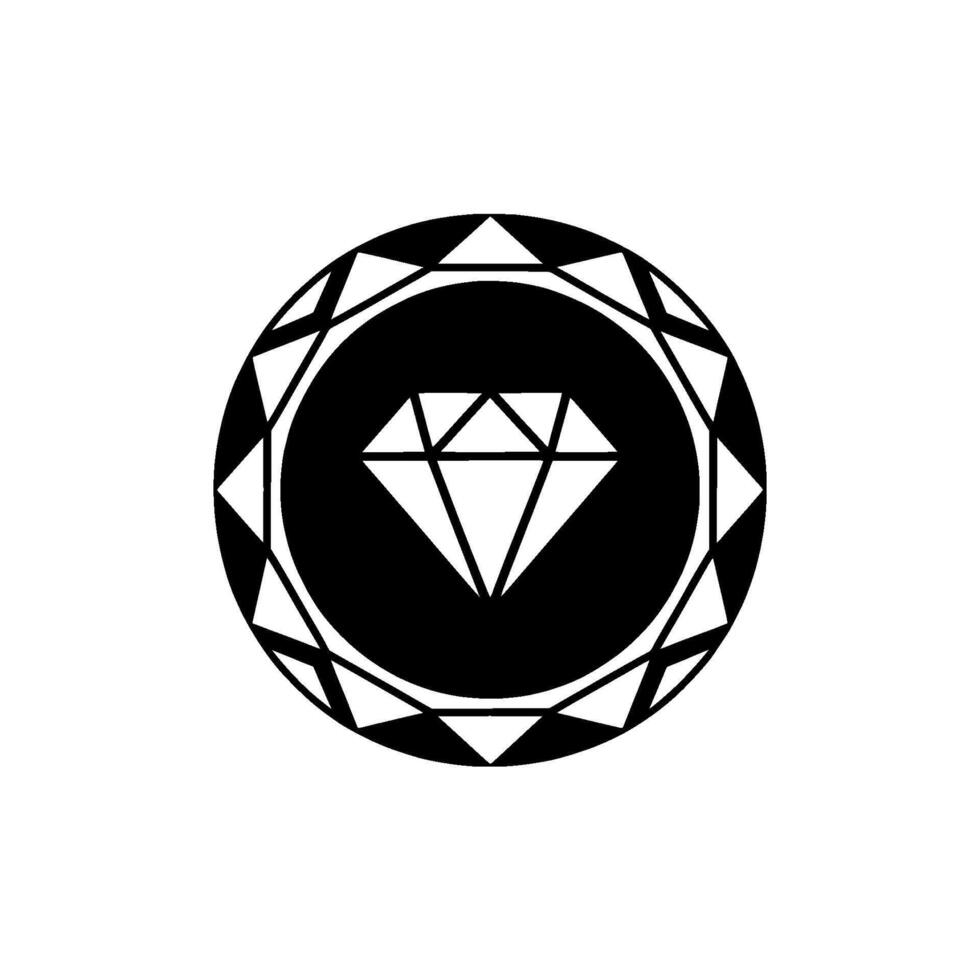 Diamond Minimalist Black And White Gemstone vector