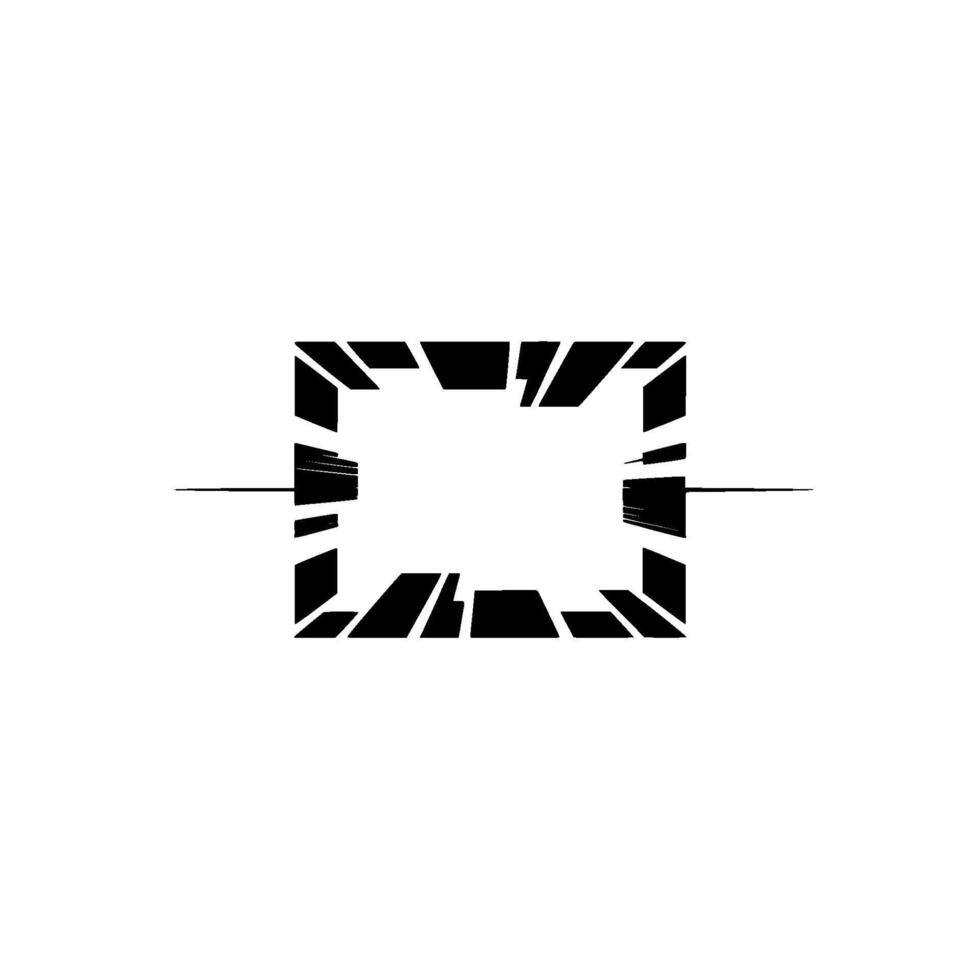 Abstract Geometric Composition Black Square With Lines, Minimalist vector