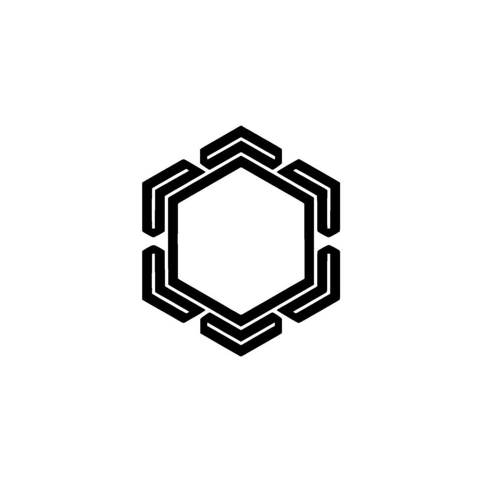 Geometric Hexagon, Minimalist Black And White Symbol vector
