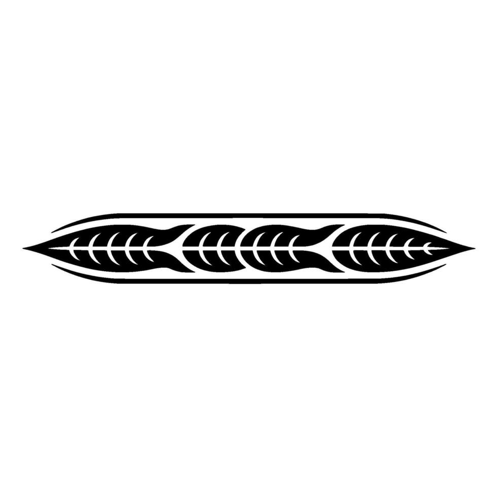 Abstract Black Tribal Leaf Pattern On White, Minimalist vector