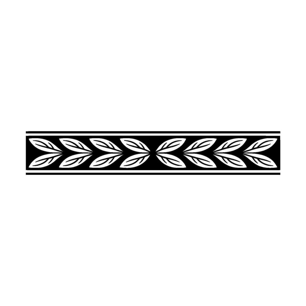Elegant Leaf Border Ornament In Black And White, Decorative vector
