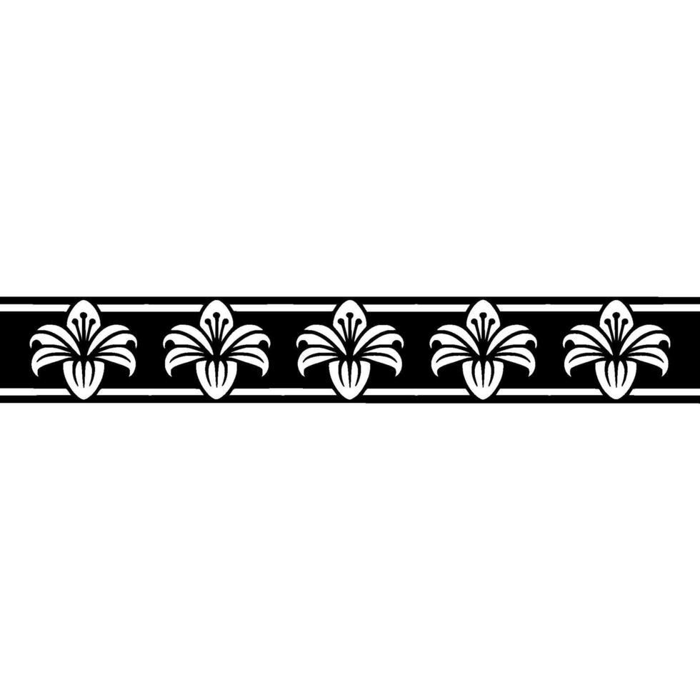 Elegant Lily Flower Border In Black And White vector