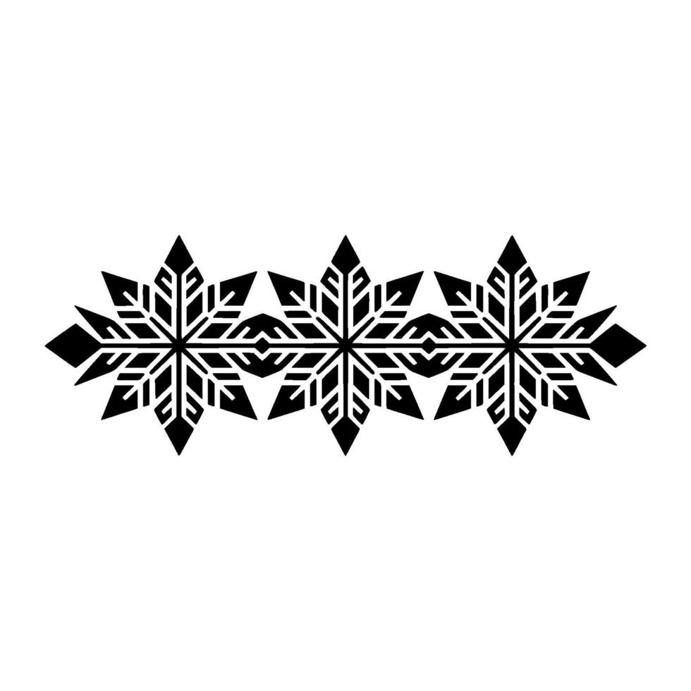 Geometric Snowflake Pattern In Black On White Background vector