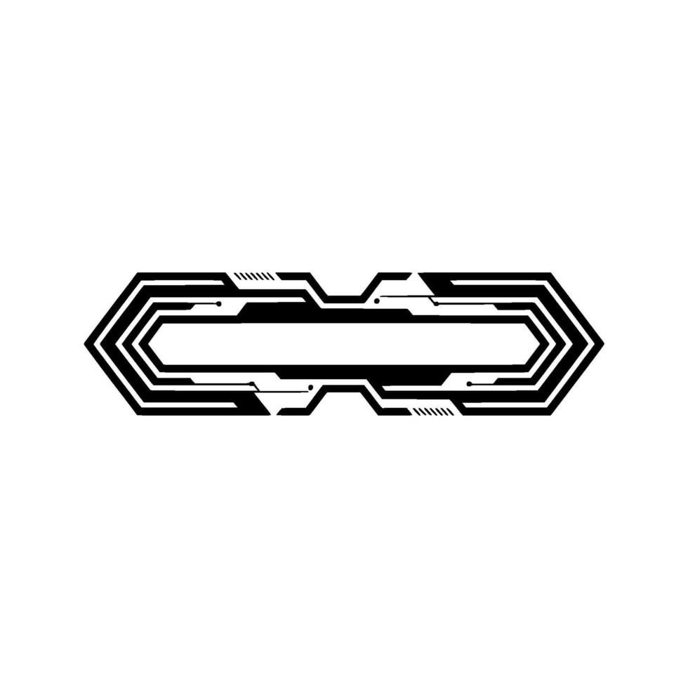 Geometric Tech Element, Black White, Futuristic vector
