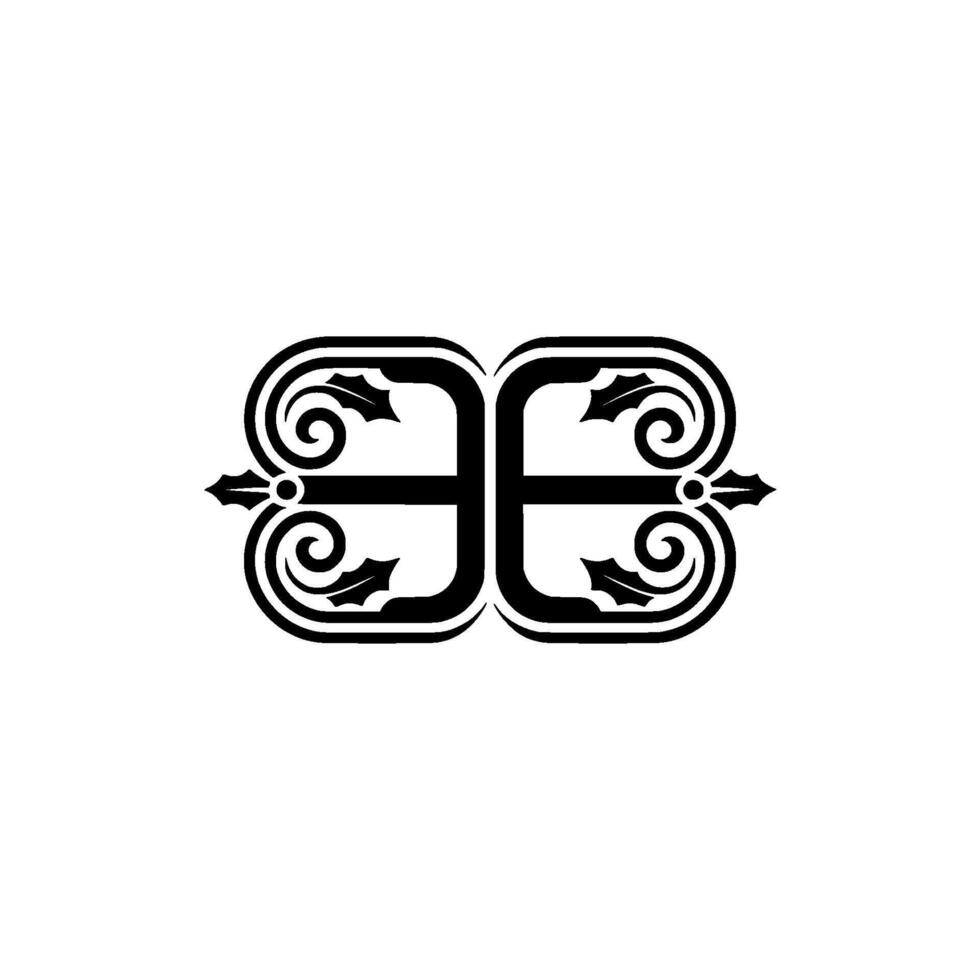 Ornate Decorative Element Symmetrical Black On White vector