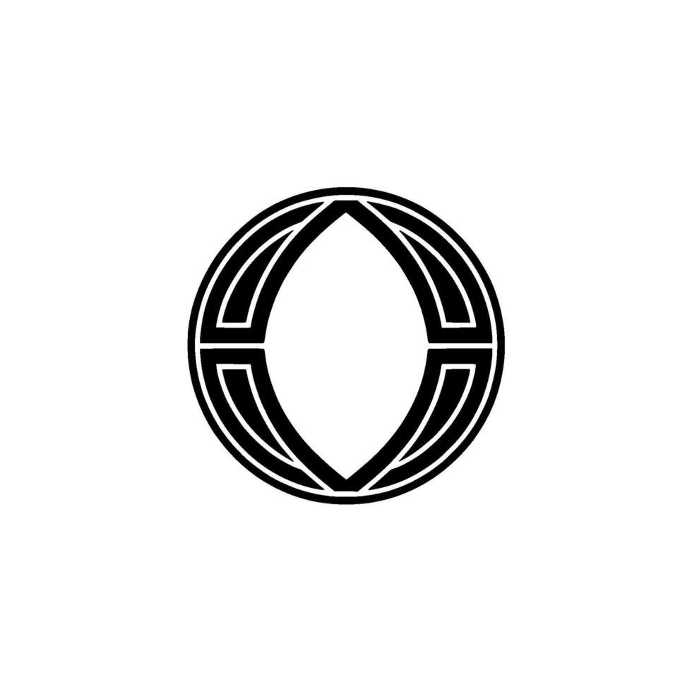 Geometric Black White Oval Emblem On Light Gray Background vector