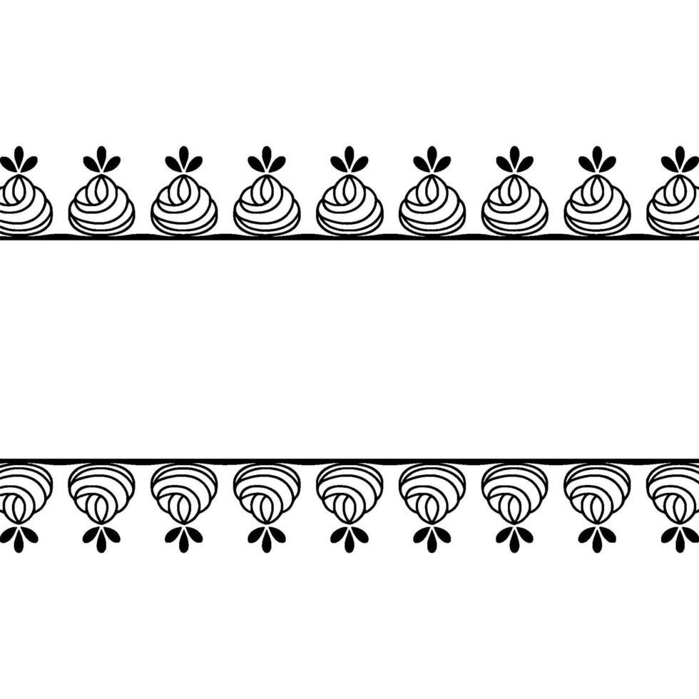 Elegant Black White Floral Border On White Background - Minimalist vector