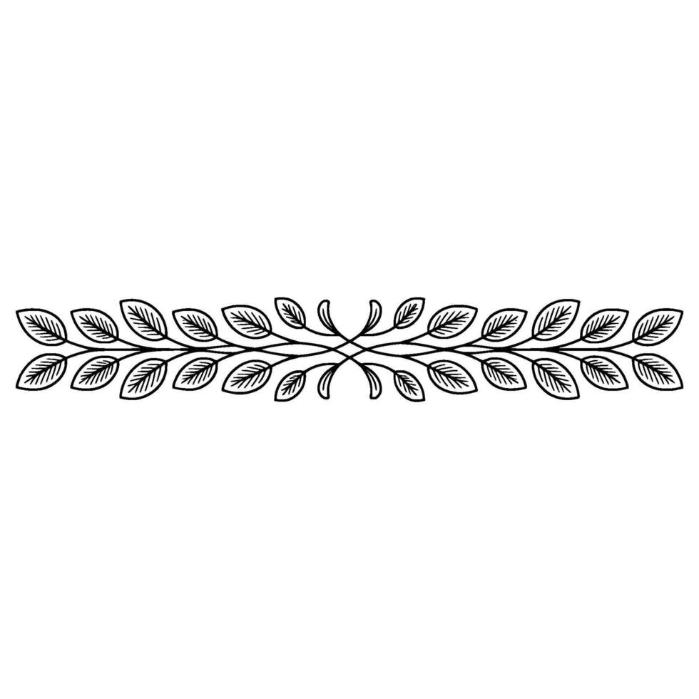 Elegant Leafy Border, Botanical Ornament On White vector