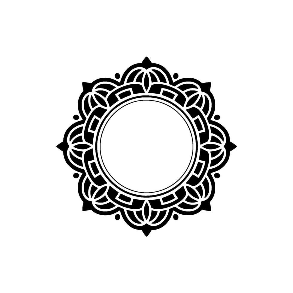 Intricate Black And White Circular Ornament, Floral vector