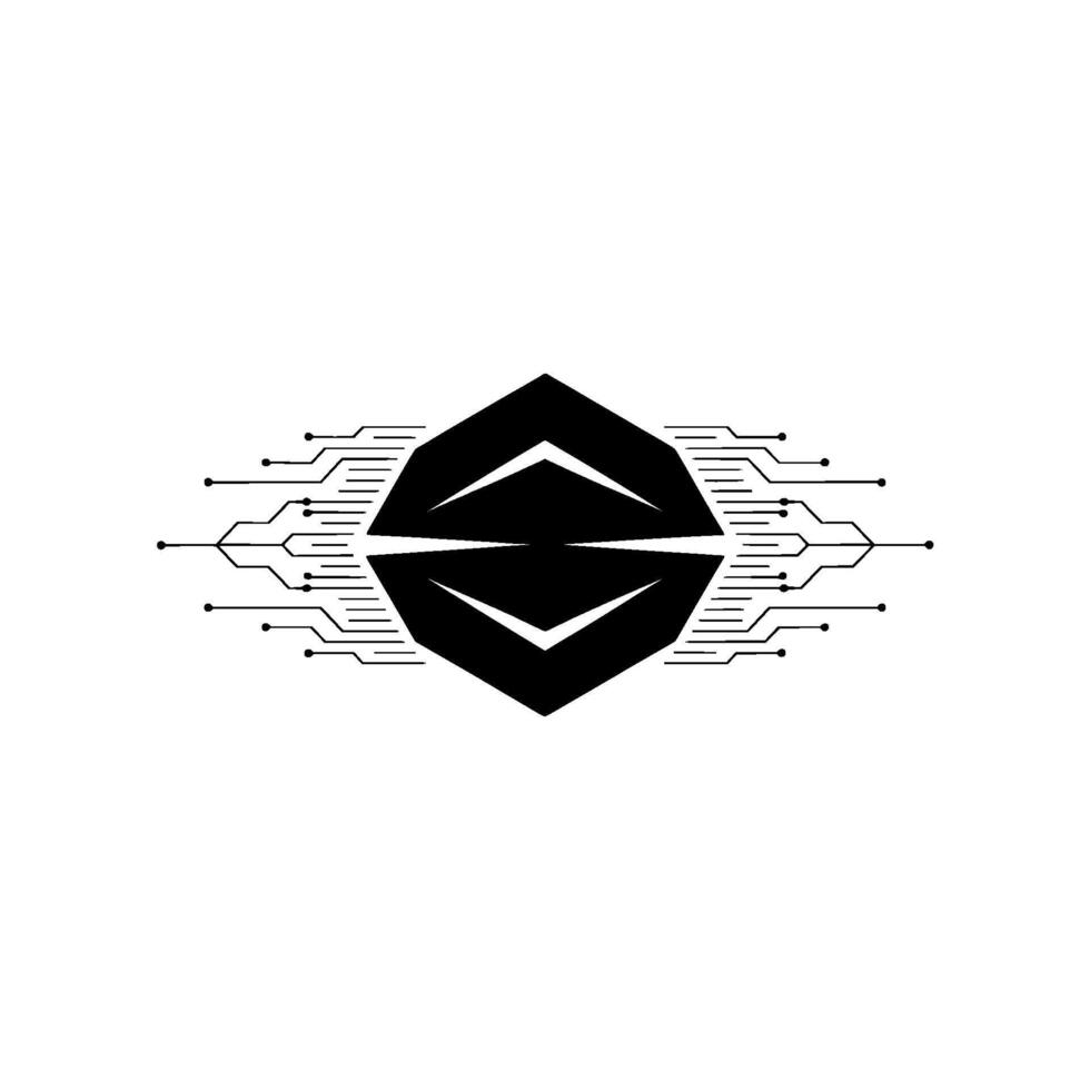 Abstract Tech Symmetrical Black On White vector