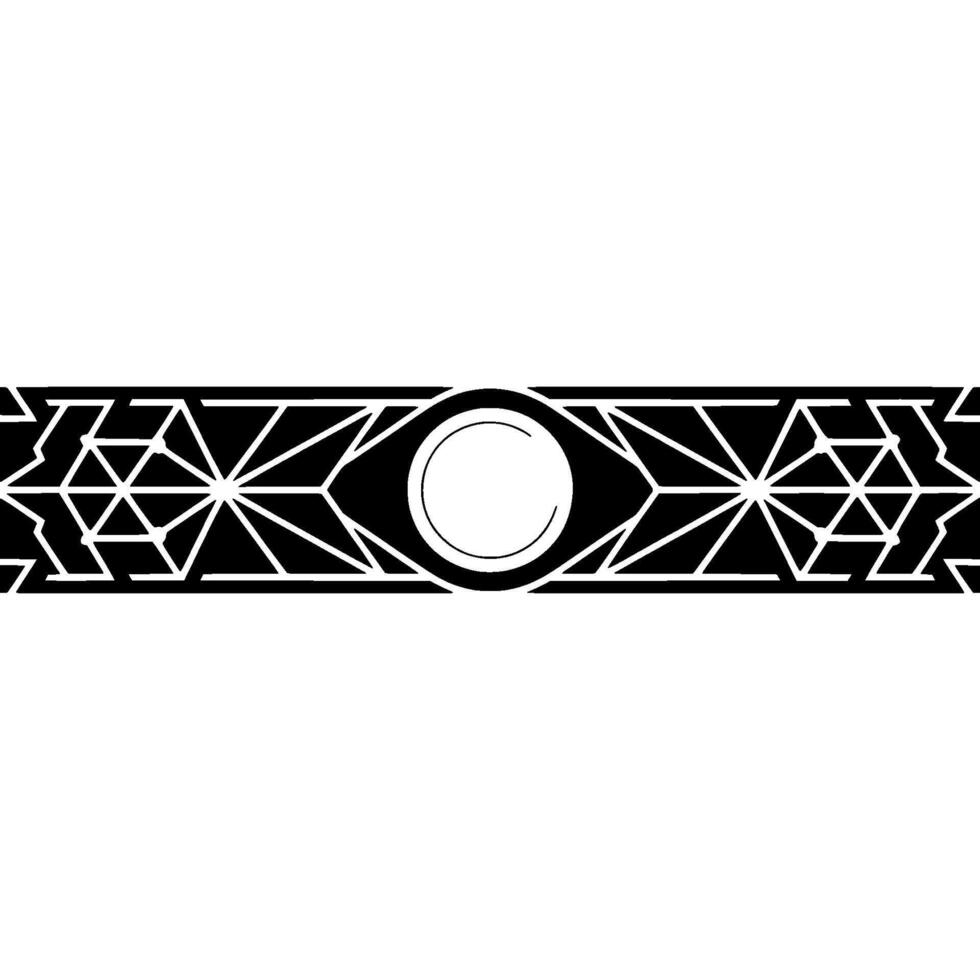 Geometric Eye Pattern Border, Black And White Minimalist vector