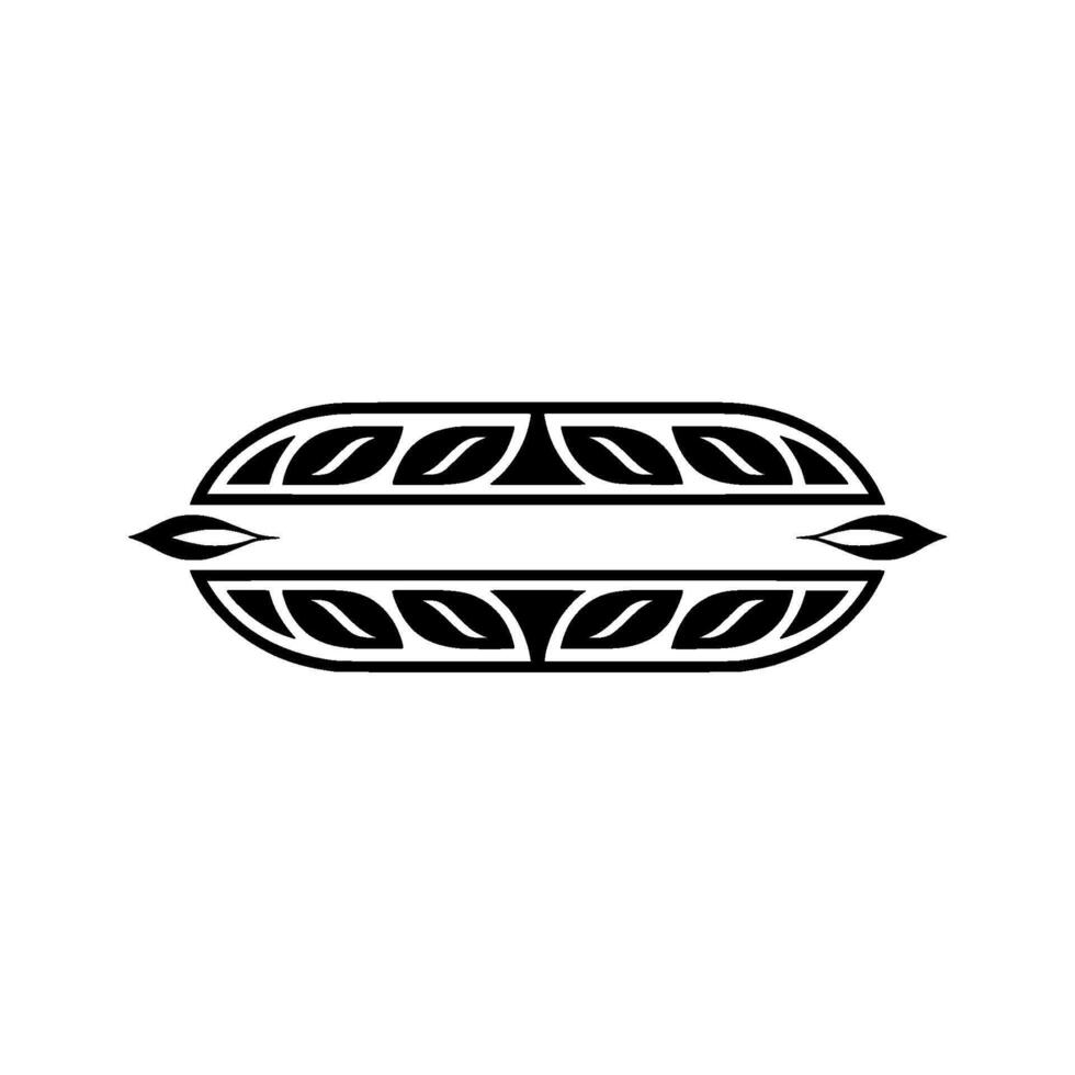 Ornamental Leaf Element In Black White, Modern vector