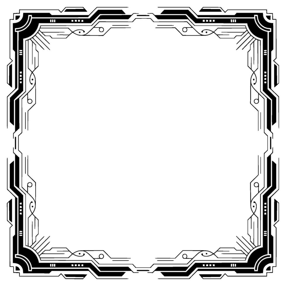 Art Deco Frame, Geometric Border, Blank Space, Black And White vector