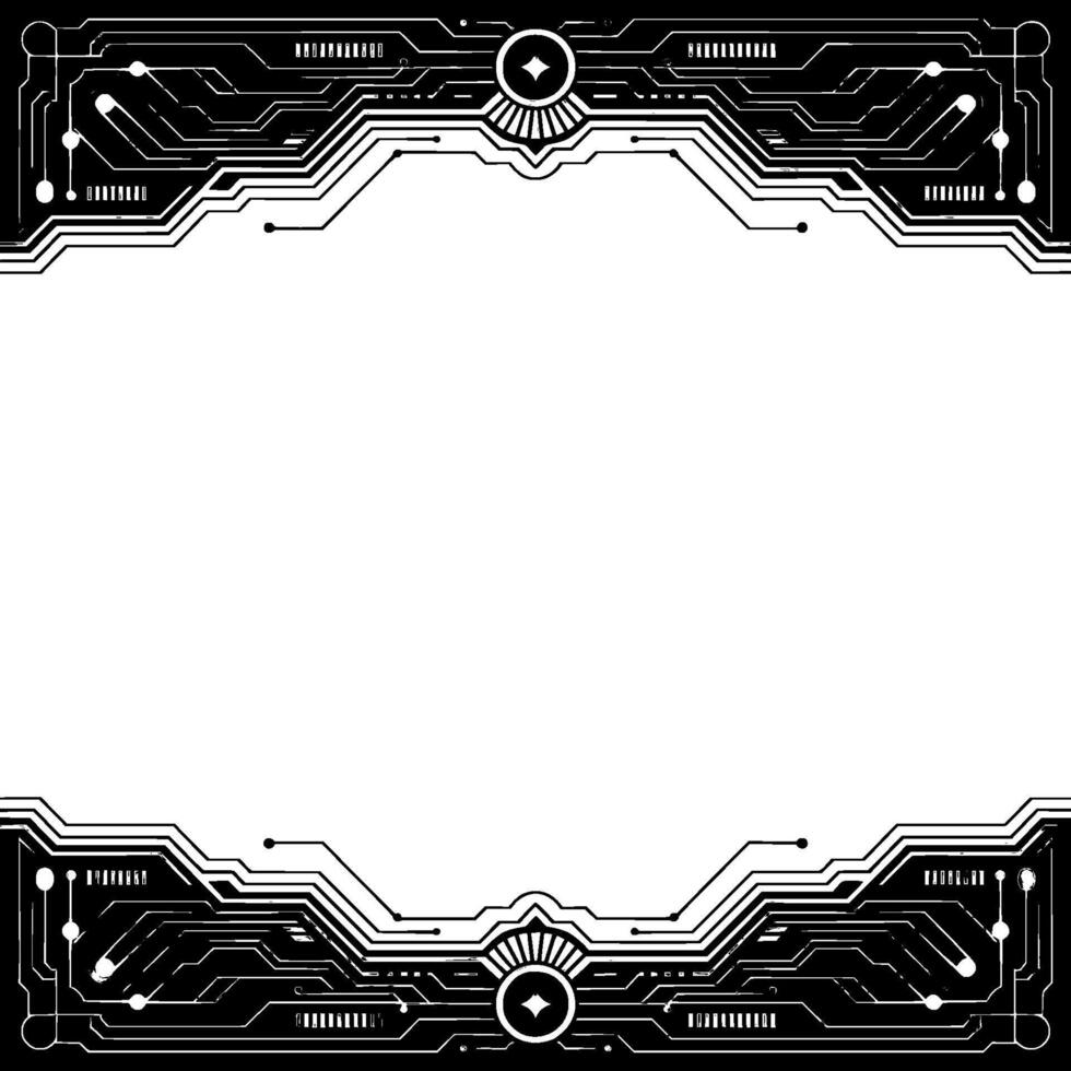 Tech Frame Futuristic Circuit Board Border With Empty Space vector