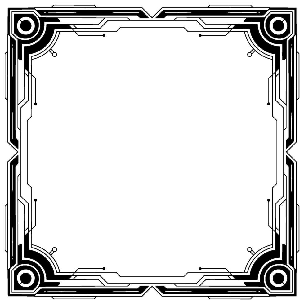 Geometric Tech Frame Black And White Minimalist Element vector