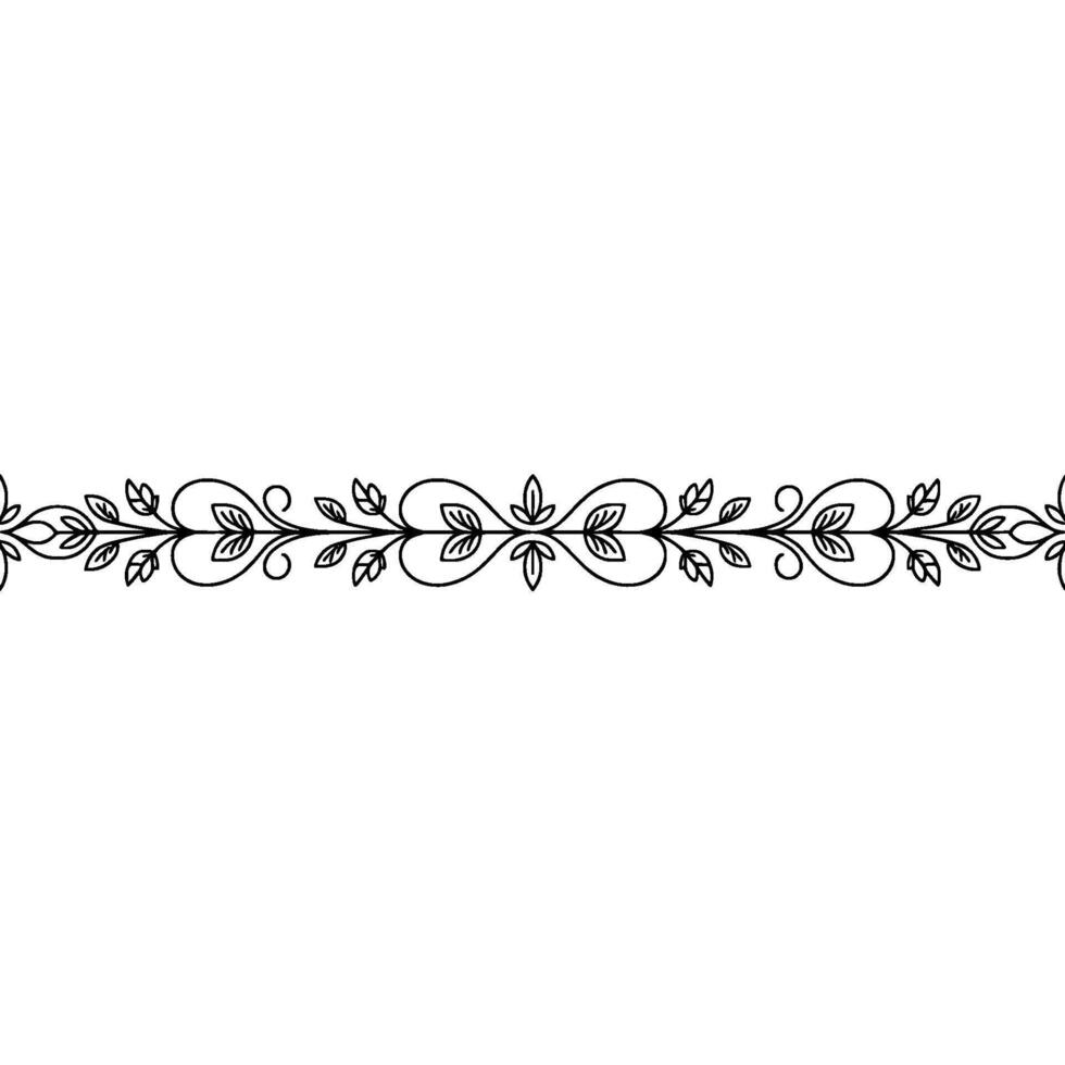 Elegant Floral Border Element, Simple Line Art On Gradient Background vector