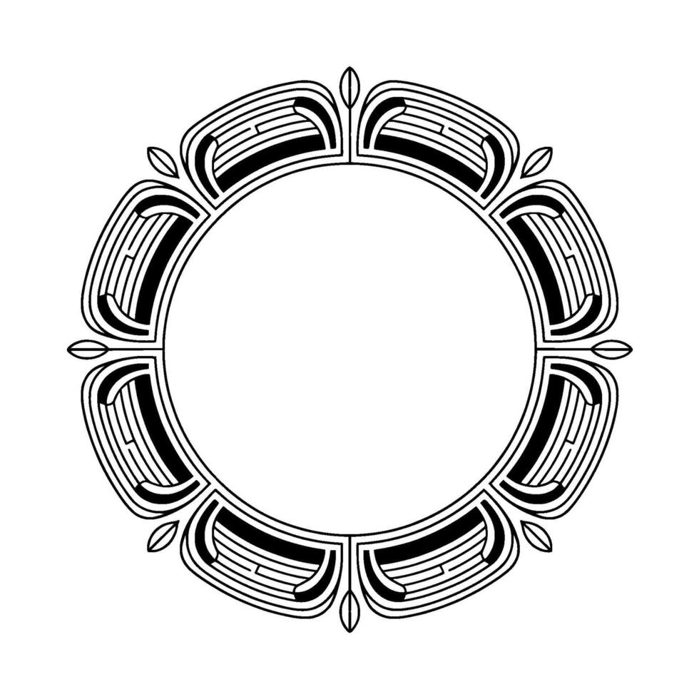 Art Deco Circular Frame, Black White Element For Invitations vector