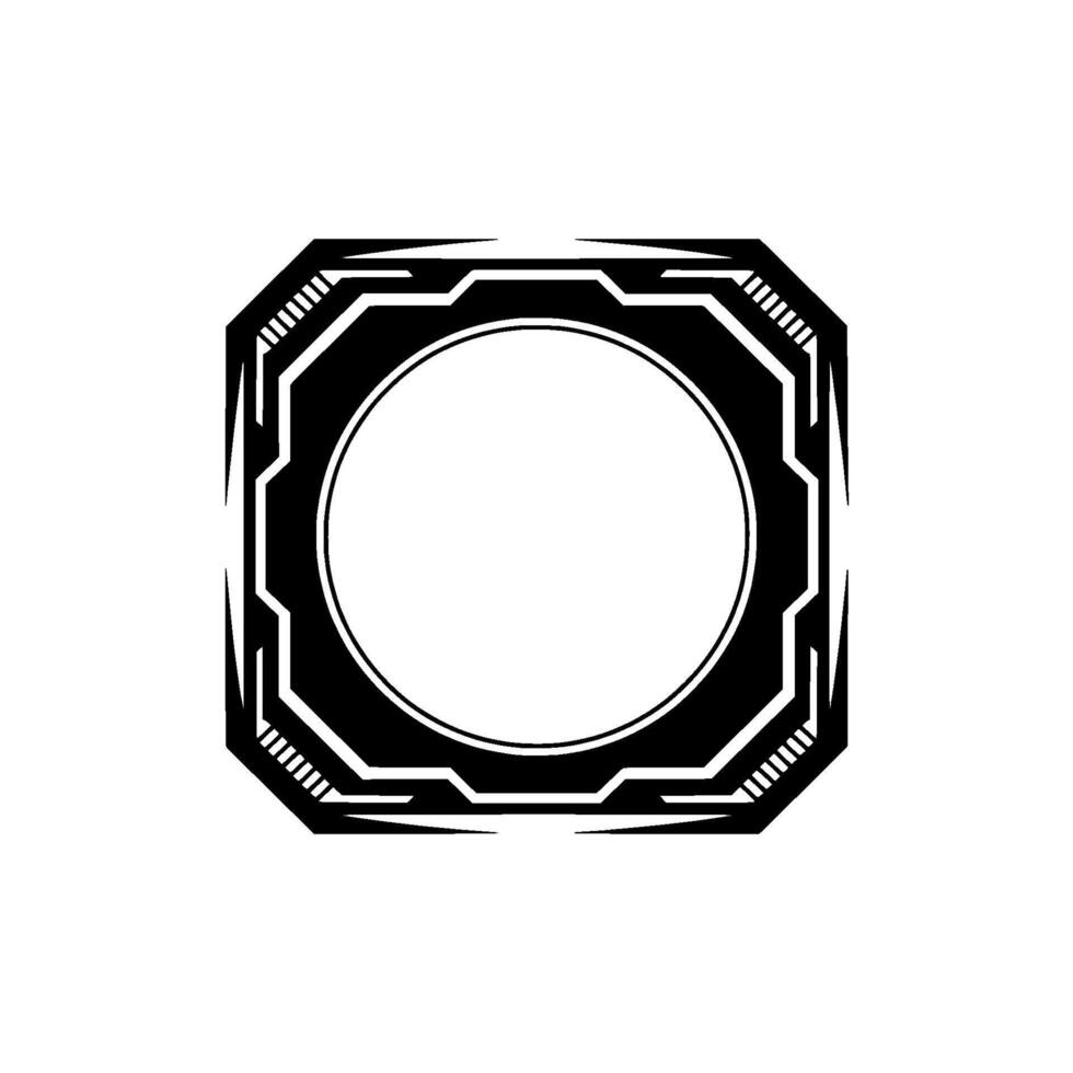 Futuristic Tech Frame Element, Black And White Geometric vector