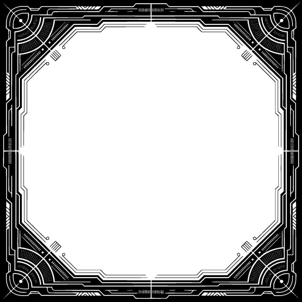 Art Deco Frame, Black And White Geometric Border, Elegant Invitation vector