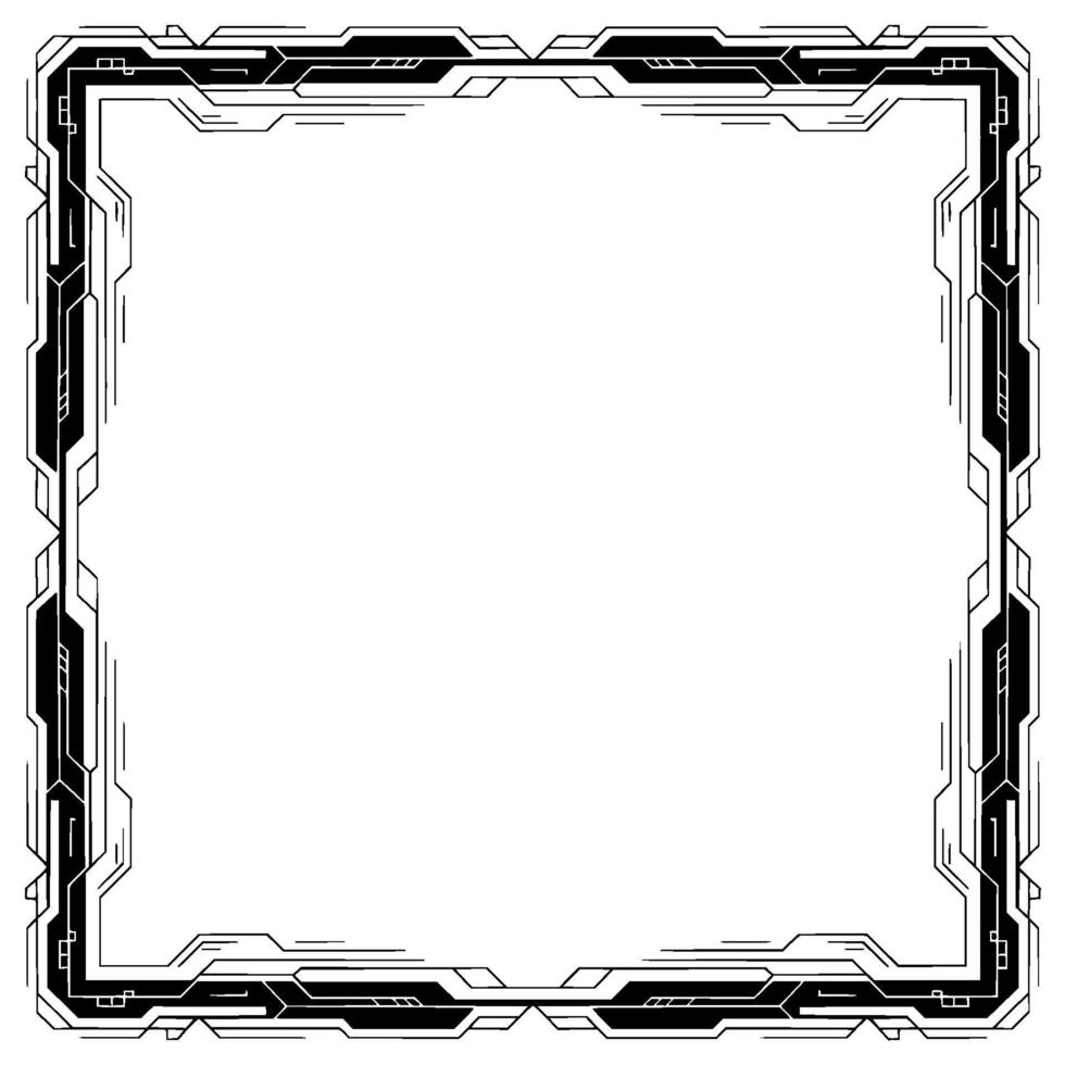 Tech Frame Border Futuristic Element, Black And White, Empty Space vector