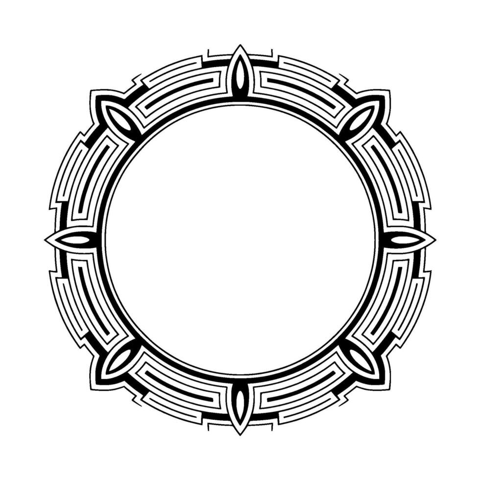 Geometric Circular Border Frame Elegant Black White vector
