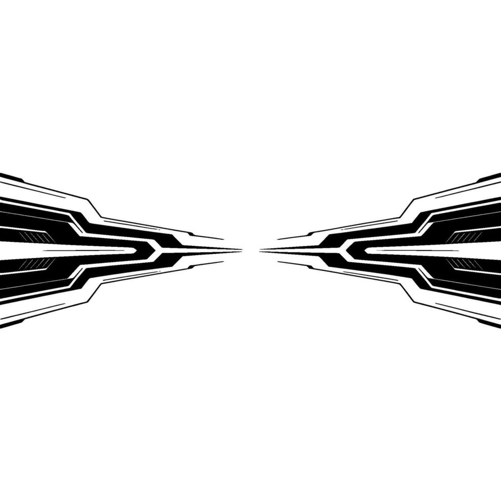 Futuristic Tech Abstract, Symmetric Black Lines On White, Minimalist vector
