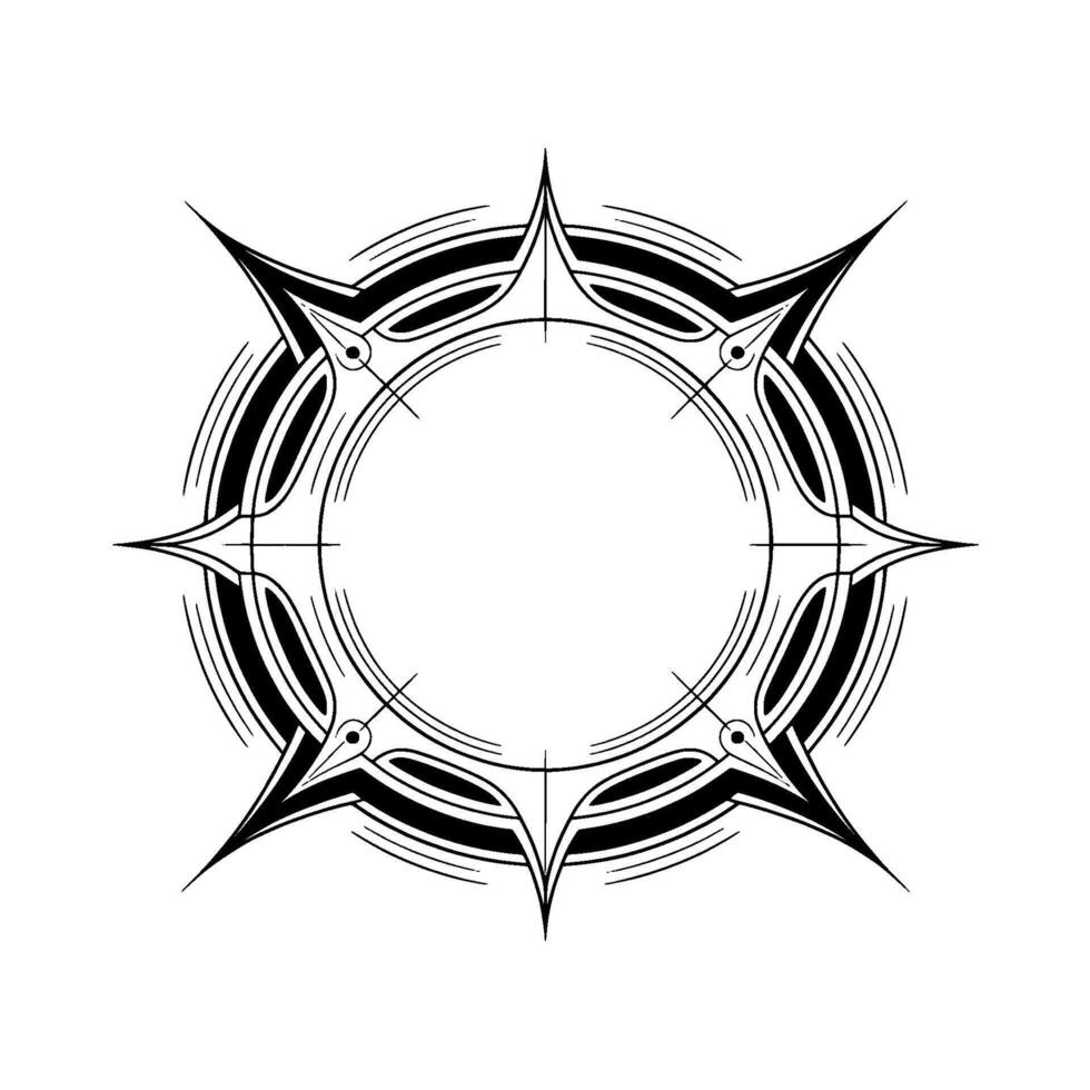 Geometric Compass Rose, Black And White Minimalist Frame vector