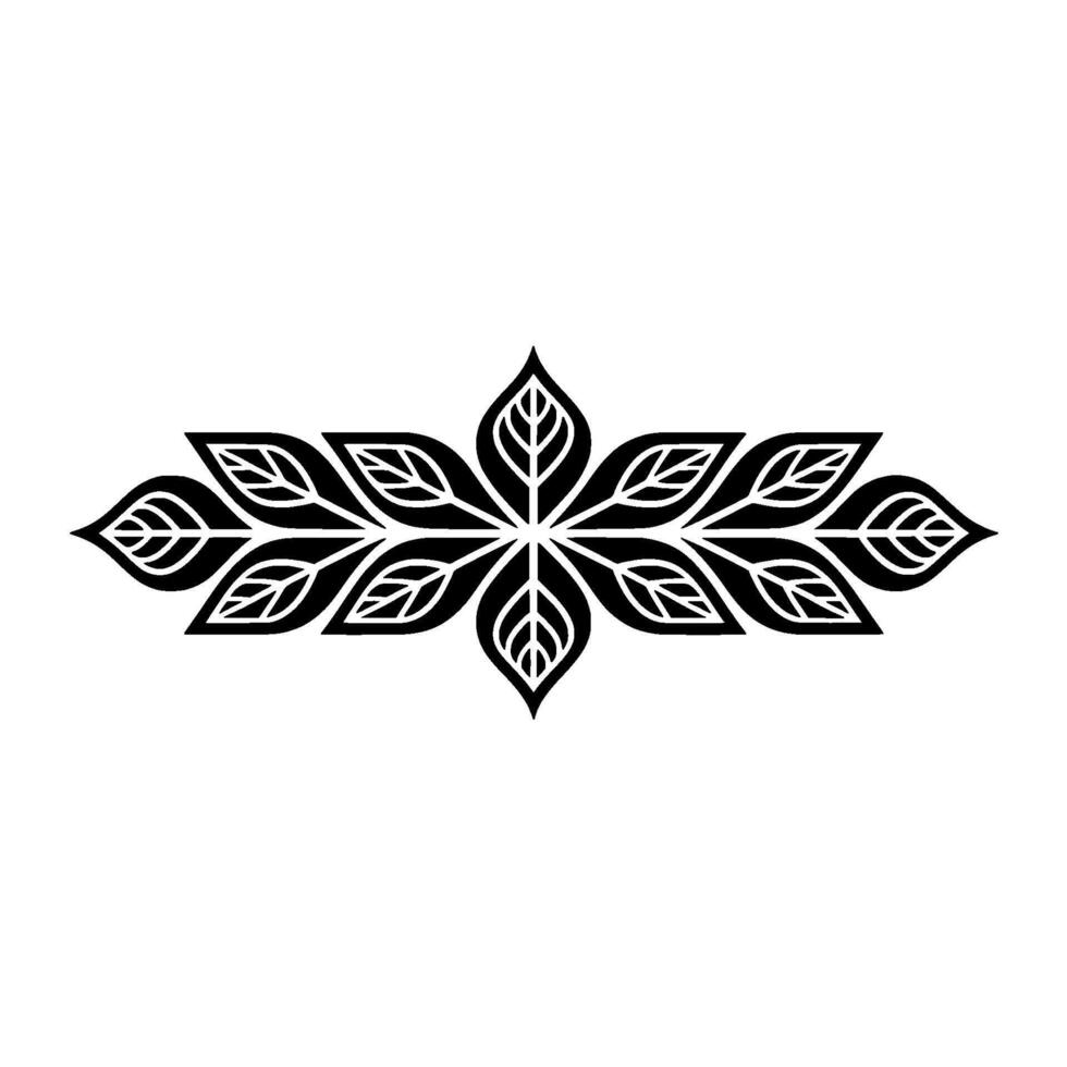 Minimalist Black Leaf Floral Ornament, Geometric Element vector