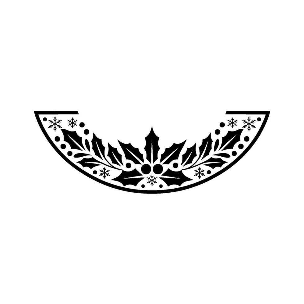 Festive Black And White Holly Border, Minimalist Christmas vector